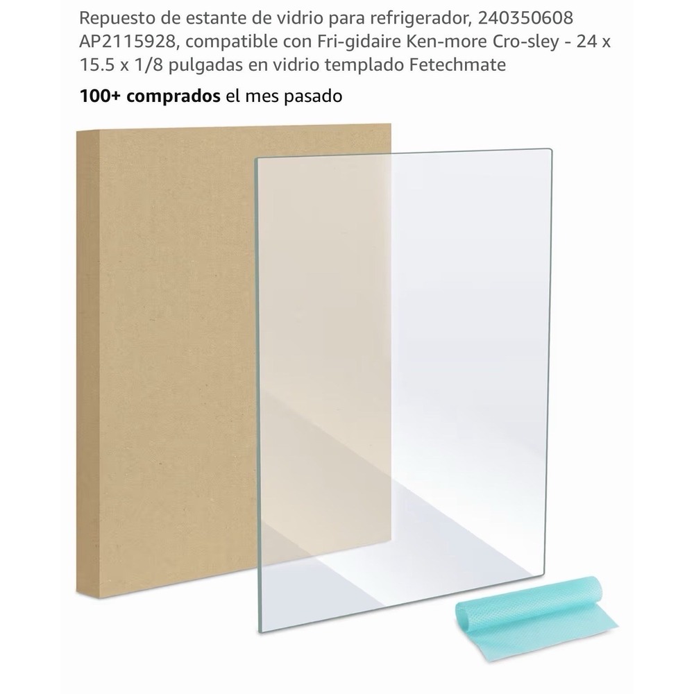 Tempered Glass Refrigerator Shelf 240350608/AP2115928 Frigidaire Kenmore Clear